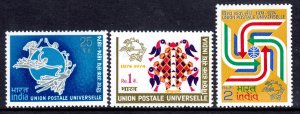 India 1974 UPU Centenary Complete Mint MNH Set SC 634-636