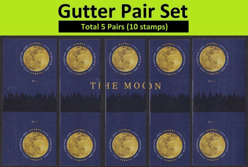 US 5058 Moon global forever horz gutter pair set (10 stamps) MNH 2016 |  United States, General Issue Stamp