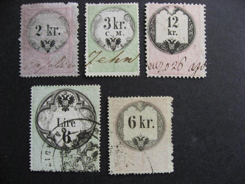 Austria 5 U revenues that collector believed with print,plate varieties,errors