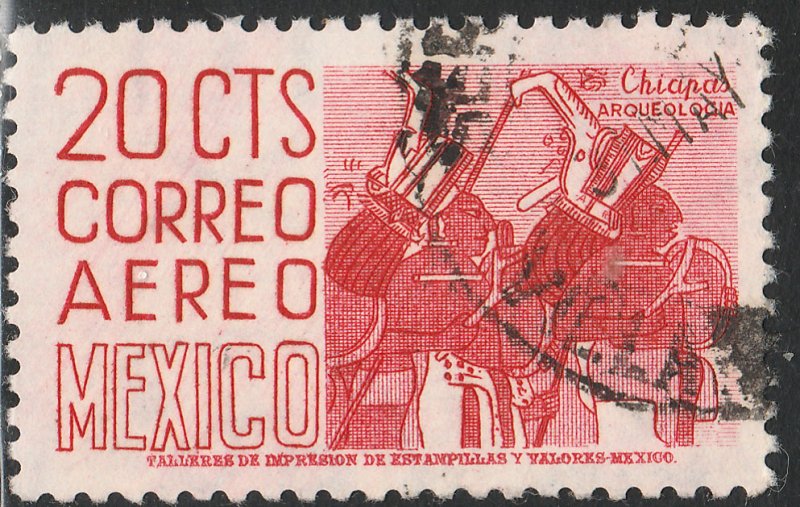 MEXICO C285, 20c 1950 Def 5th Issue Fluorescent uncoated. USED. F-VF. (1435)