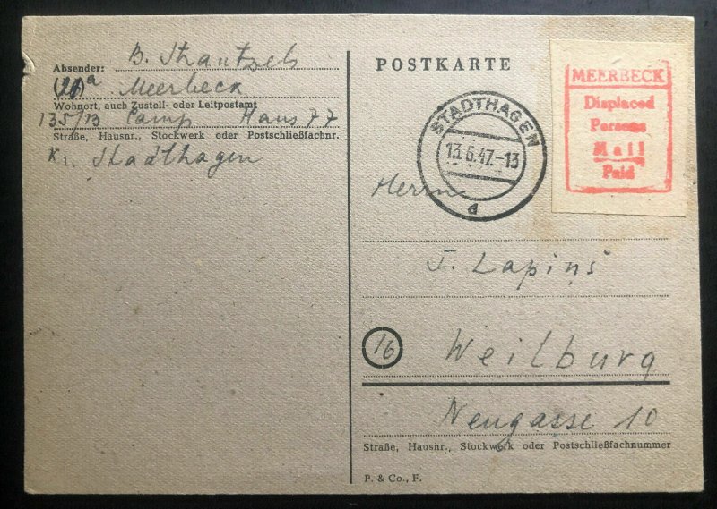 1947 Meerbeck Stadthagen Germany Displaced Person DP Latvian Camp PC Cover C