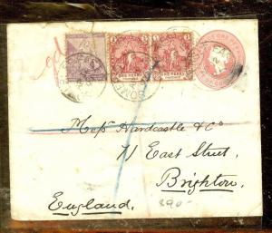 CAPE OF GOOD HOPE (P1404B) 1897 QV PSE +1D2+6D REG TO  ENGLAND