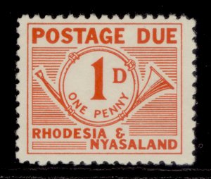 RHODESIA & NYASALAND QEII SG D1, 1d vermilion, LH MINT.