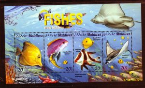 MALDIVES #3514 2015 FISHES MINT VF NH O.G M/S4