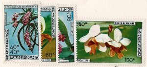 Laos #230-2,C89 MNH cpl flowers