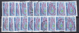 Denmark # 840, 8th Gymnaestrada, Wholesale lot of 20 Used  10% Cat