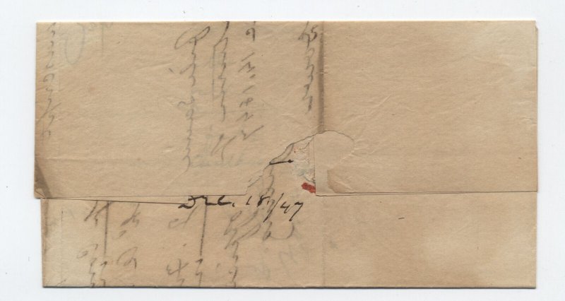 1847 Mayville nY red cDS and V rate handstamp stampless letter [6986.78]%