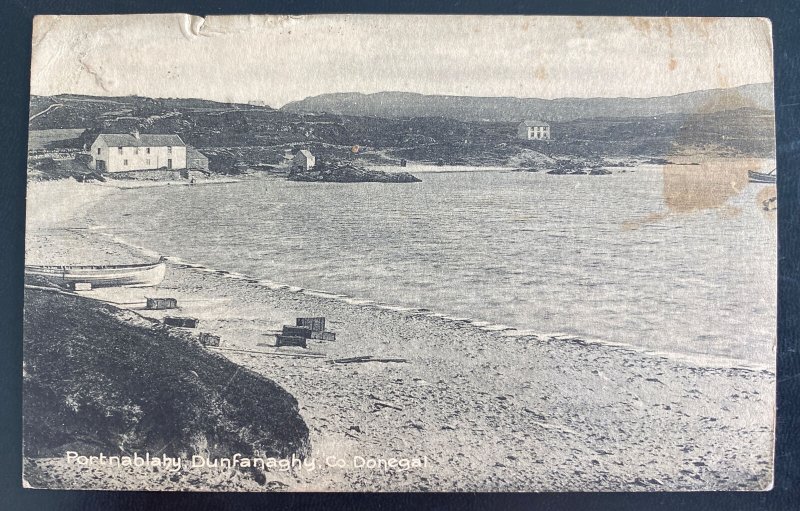 1922 Dunfanaghy Ireland Provisional Stamp RPPC Postcard Cover sea view