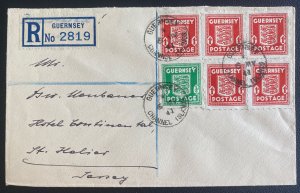 1941 Guernsey England German Occupation Registered Cover To St Helier Jersey