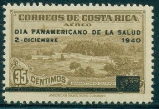 Costa Rica Air Mail Stamp 1940 SC #C49 Pan-American health day 35c Used Postmark