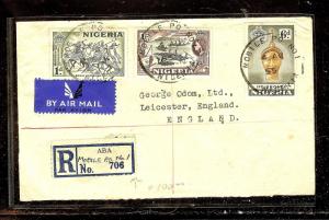 NIGERIA (P1012B) 19 55 REG ABA MOBILE P.O. NO 1 TO ENGLAND