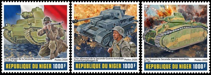 NIGER - 2020 - Battle of France - Perf 3v Set - Mint Never Hinged