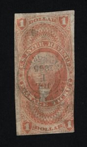 EXCELLENT GENUINE SCOTT #R74a F-VF 1862-71 RED 1ST ISSUE PASSAGE TICKET IMPERF