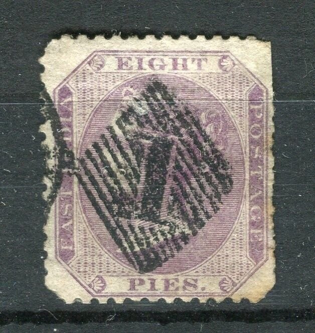 INDIA; 1860s early classic QV issue used 8p. value, fair Diamond Postmark,