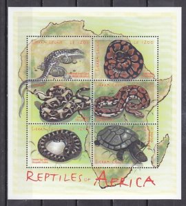 Sierra Leone, Scott cat. 2390 a-f. Reptiles as Snakes & Turtle sheet. ^