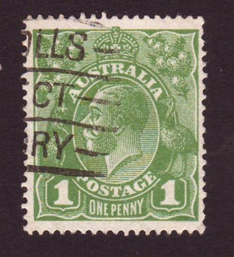 Australia 1924 Sc#23, SG#76 1d Green KGV Head USED-VG-NH.