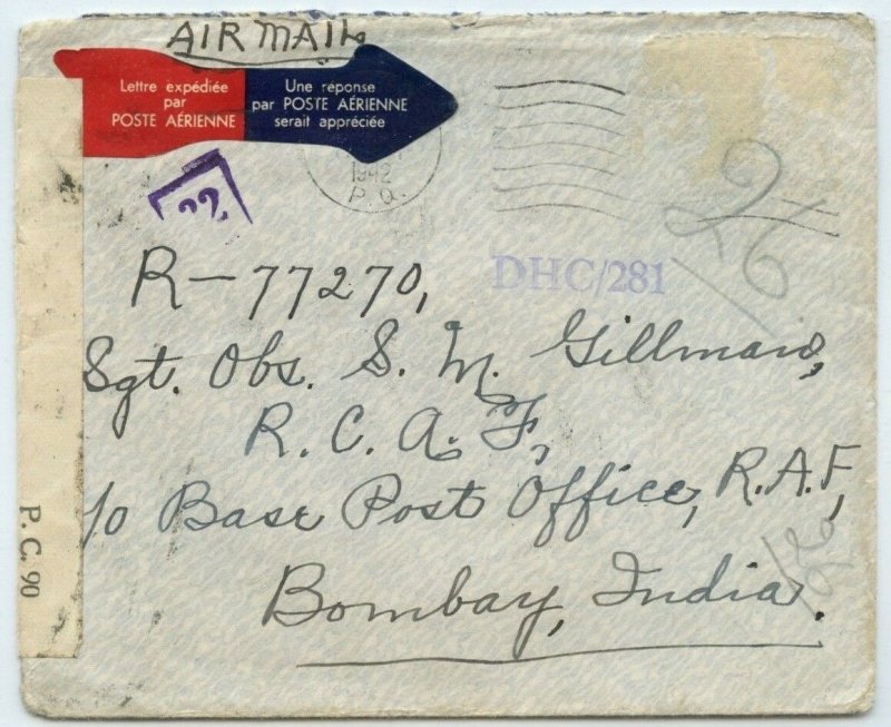 Secret messages under stamps Censored cover airmail Military > INDIA Canada