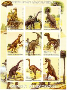 Malagasy 1999 DINOSAURS Sheet (9) Imperforated Mint (NH)