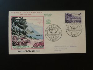 beach coconut tree Guadeloupe FDC France 1959