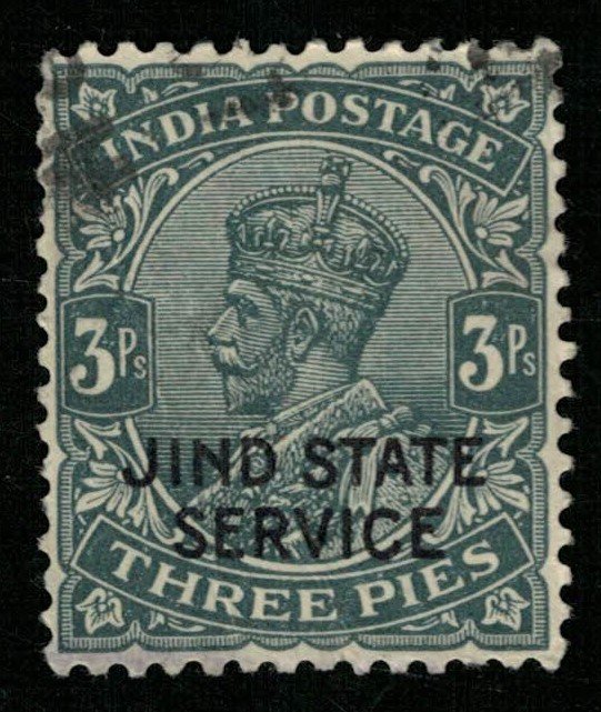 India, JIND STATE SERVICE, 3 Pies, King George V (T-6074)