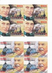 Bequia # 237-240, Railroad Engineers & Locomotives, Imp NH