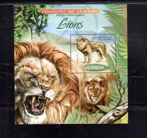 UGANDA #2014 2012 LIONS MINT VF NH O.G S/S