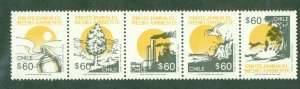 CHILE 992a MNH  STRIP OF 5   SCV $3.50 BIN $2.00