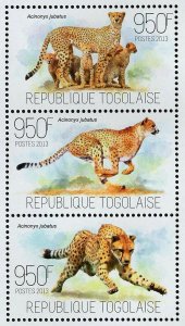 Cheetahs Stamp Acinonyx Jubatus Wild Animal S/S MNH #5275-5277