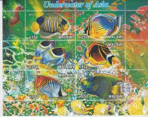 Malawi 2011 M/S Underwater of Asia Fish Marine Life Animals Sealife Stamps (3)