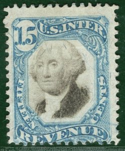 USA Classic Revenue Stamp Scott.R110 15c Blue & Black (1871) Mint MNG ORANGE436