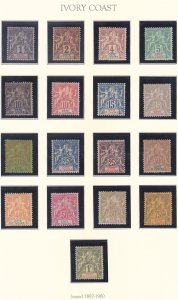 Ivory Coast 1-18 Mint OG 1892-1900 Nav & Commerce Full Set of 18 VF-XF Scv $580.