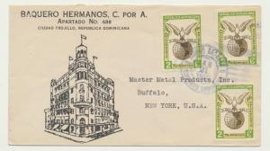 DOMINICAN REPUBLIC 1949 UPU ISSUES ON 1950 BANQUERO HERMANOS COVER TO US