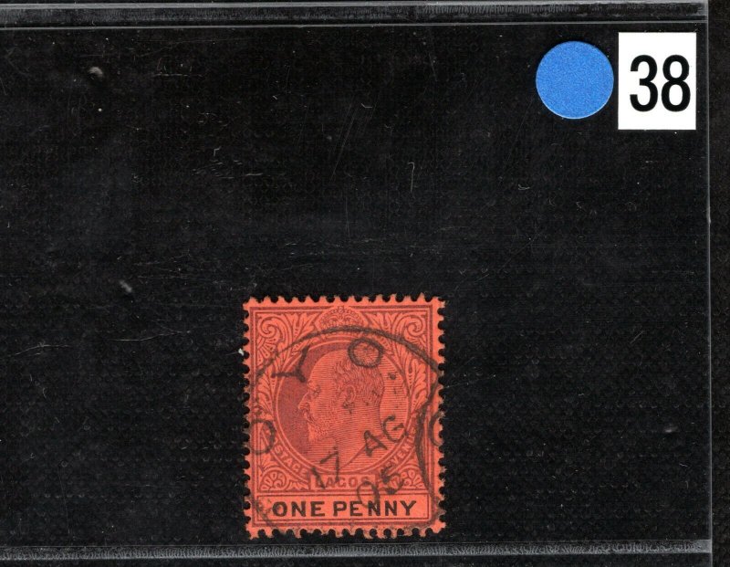 Nigeria LAGOS KEVII Stamp 1d Superb *OYO* CDS Postmark 1906 Used BL2WHITE38