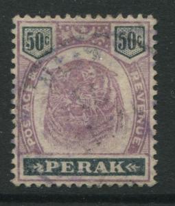 Malaya Perak QV 1895 50 cents Tiger lilac & black used