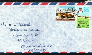 Gulf States QATAR Cover Commercial Air Mail GB Devon 1975{samwells-covers}ZG103