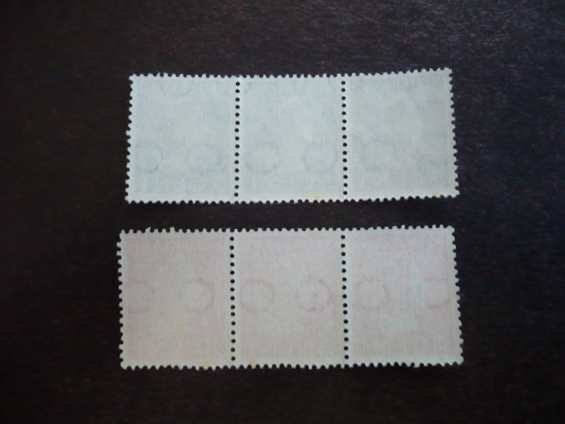 Stamps - Netherlands - Scott# 216-217 - Mint Never Hinged Strips of 3 Stamps