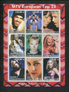 Turkmenistan Commemorative Souvenir Stamp Sheet - European MTV Top Hits