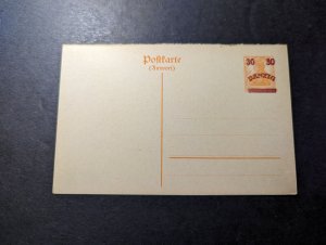 Mint Germany Free State of Danzig Overprint Postal Stationery Postcard 30 Pfg