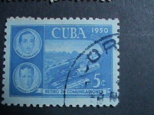 ​CUBA- 1950 SC#452-4 OVER 70 YEARS OLD-MANUEL BALANZALAGUI USED STAMP SET-VF