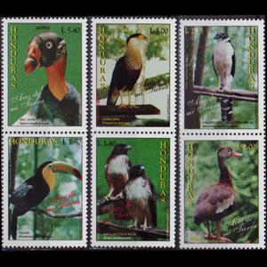HONDURAS 1997 - Scott# 383a-6a Bird Strips Set of 6 NH