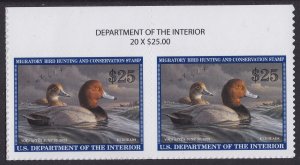 US RW89 Migratory Birds Redhead Duck $25 header pair MNH 2022-2023