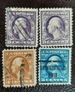 US Scott # 501-504; 4 used Washington issue of 1917; F/VF centering