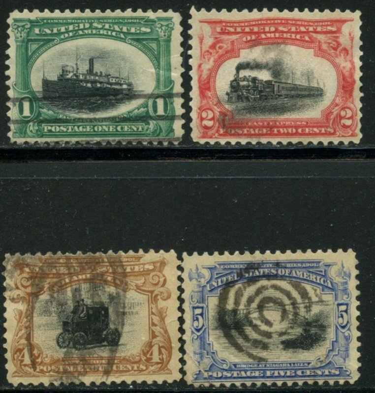 US Sc#294-297 1901 1c-5c Pan-American Expo Part Set with Faults