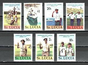 St. Lucia, Scott cat. 419-425. Caribbean Scout Jamboree issue. Light Hinged.