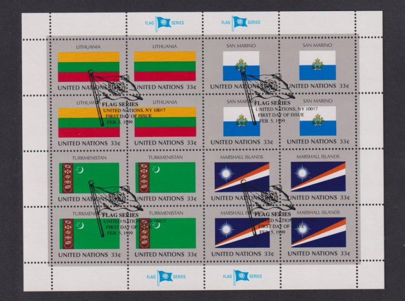 United Nations flags #744-747 cancelled 1999  sheet flags 33c  Lithuania>