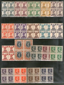 India Patiala State 19 Diff. KG VI Postage Service Stamps BLK/4 Cat. £600+ MNH