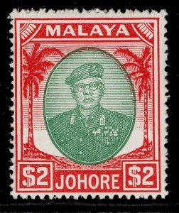 MALAYSIA - Johore GVI SG146, $2 green & scarlet, NH MINT. Cat £32.