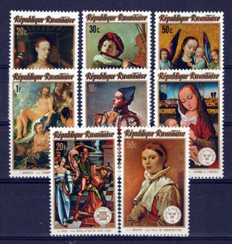 Rwanda 594-601 MNH Paintings Women Nudes Virgin & Child ZAYIX 0624S0550