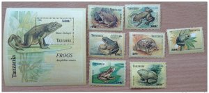 Tanzania 1996 Reptiles Reptilien Grenouilles 7 stamps + 1 souvenir sheet MNH**