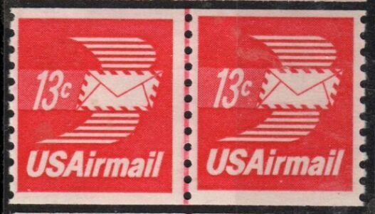 US Stamp #C83 MNH - Winged Envelope Airmail Coil Line Pair